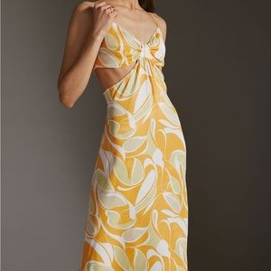 Anthropologie Cutout Printed Slip Midi Dress